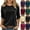 #02 Black, variant on Women's Velvet Ribbed Tunic Top Long Sleeve Crewneck Velour Workout Blouse Retro Y2K Basic Loose Pullover, #02 Purple XL