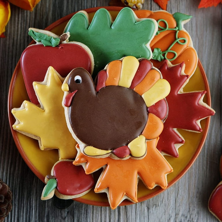 LILIAO Thanksgiving Cookie Cutter Set - 8 Pieces Stainless Steel, Pumpkin, Turkey, Leaf, Acorn Shapes