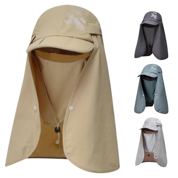 LiuXxxx Outdoor Breathable Sun Hat Shawl Cap for Men Women Baseball Style Headwear Khaki