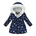 thumbnail image 2 of Generic Girls' Hooded Winter Coat For Cold Weather Children's Jackets For Boys And Girls Multicolor Waisted Printed Tie Dye Long Woolen Collar Hooded Cotton Padded Coat Girl's Winter Warm Jackets, 2 of 4