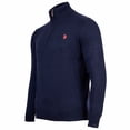 thumbnail image 3 of U.S. POLO ASSN. Jersey de punto para hombre con cuello alto, media cremallera y logotipo, algodón Azul marino L (Large), 3 of 3