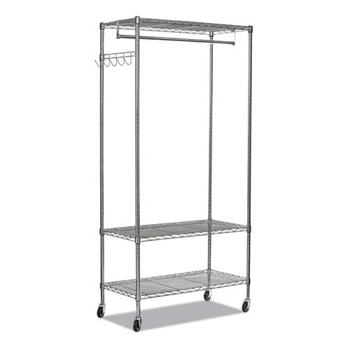 Alera Wire Shelving Garment Rack, 40 Garments, 48w x 18d x 75h, Silver