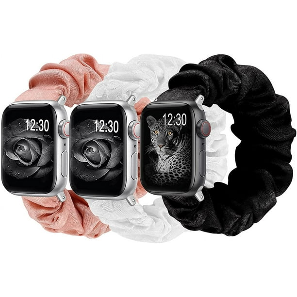3 paquetes compatibles con Apple Watch Band Scrunchies 38 mm Tela Patrón suave Impreso Tela Pulsera Pulsera Mujeres IWatch Bandas elásticas Scrunchy 40 mm 41 mm Serie SE 7 6 5 4 3 2 1, S / M Vhermosa CZDZ-HY208-1