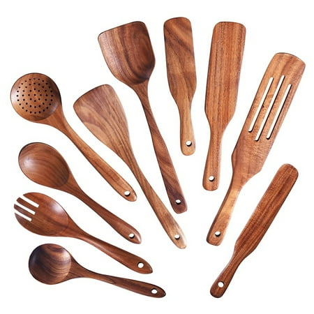

Wooden Kitchen Utensils Set 10 Pcs Wooden Spoons for Wooden Utensils Wooden Spoons for Non-Stick