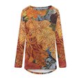 thumbnail image 4 of Sweat à Manches Longues Sweat-Shirt à Col Rond Mode Imprimé Casual Chemisiers Hauts Hi-Lo Ourlet Longue Automne Chemises Tunique Tops, 4 of 5