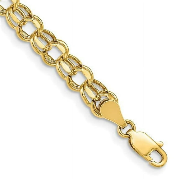 Primal Gold 10 Karat Yellow Gold 8 Inch 5.5mm Hollow Double Link Charm Bracelet