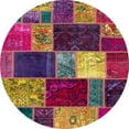 thumbnail image 1 of Ahgly Company Indoor Round Abstract Dark Almond Brown Patchwork Area Rugs, 8' Round, 1 of 6
