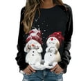 thumbnail image 1 of Chandail en Molleton de Noël pour Femmes Imprimé Mode Pull à Manches Longues Fermeture Cardigan Vacances Xmas Veste Mi-Longue Col Rond Pull Chaud, 1 of 4