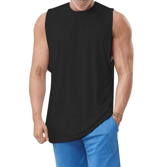 Sngxgn Men's Workout Tank Tops Gym Sleeveless Shirts V Neck Bodybuilding Tee Shirt(Black,XL)