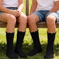 thumbnail image 6 of MKOSPLRT 6-14 Years Big Girls Socks 3 Pairs Toddlers Ruffle Sock Girl's Knee-High Stockings Kids Cozy Warm Solid Color Long Socks, 6 of 7