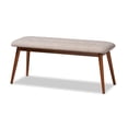 thumbnail image 1 of Bowery Hill Upholstered Wood Bench in Light Gray and Medium Oak, 1 of 8