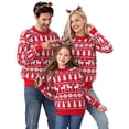 thumbnail image 2 of Juiluna Family Christmas Sweater Reindeer Snowflake Pattern Crew Neck Holiday Pullover Knitwear, 2 of 7