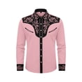 thumbnail image 4 of Western Style Print Design Long Sleeve Casual Shirt for Outdoor Country Wear Pink S, 4 of 4