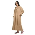 thumbnail image 5 of Moomaya Solid Long Sleeve Maxi Nightdress Button Down Cotton Sleepwear Gown, 5 of 6