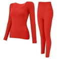 thumbnail image 2 of successthop Thermal Underwear for Women Set Soft Long Sleeve Crewneck Heated Tops and Comfortable Leggings Solid Red, 2 of 8