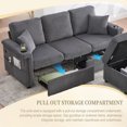 thumbnail image 2 of L Shaped Sectional Sofa with Ottoman and Storage Pull Out Bed for Small Spaces Corduroy Fabric 3 Seat Couch with USB Charging Cup Holders Living Room Apartment, 2 of 9