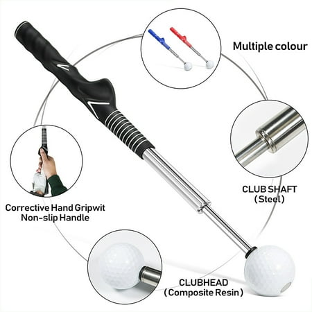 Retractable Golf Swing Trainer with Rhythm Click Sound - Grip Trainer Attachment for Strength & Tempo, Ideal for Chipping and Hitting - Golf Accessories for Men