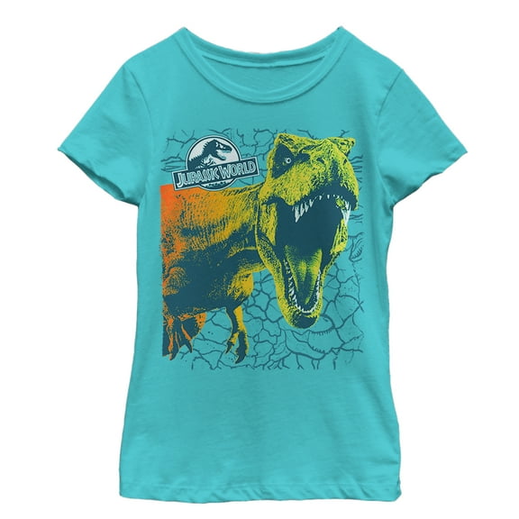 Girl's Jurassic World: Fallen Kingdom Sharp Teeth Crack  Graphic Tee Tahiti Blue X Large