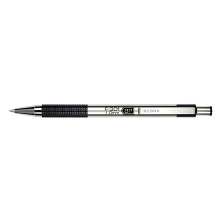 Zebra F-301 Retractable Ballpoint Pen, 1mm, Black