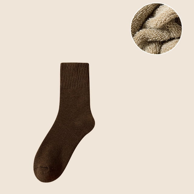Chaussettes Mi-Longues pour Femmes Femmes Randonnée Chaudes Hiver Épaisses Chaudes Confortables Bottes Bas Bas de compression Brun