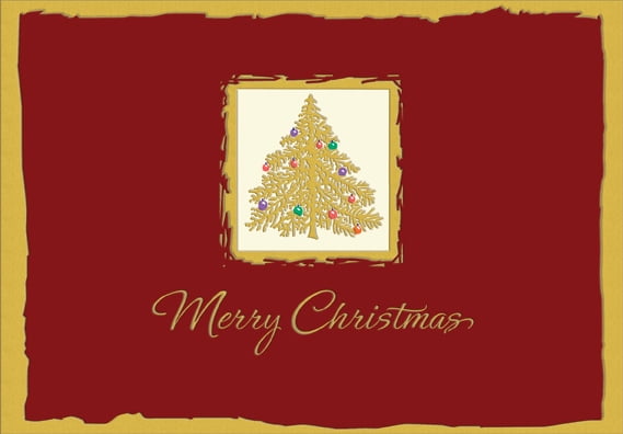 Designer Greetings Gold Tree On Deep Red Christmas Card Walmart Com Walmart Com