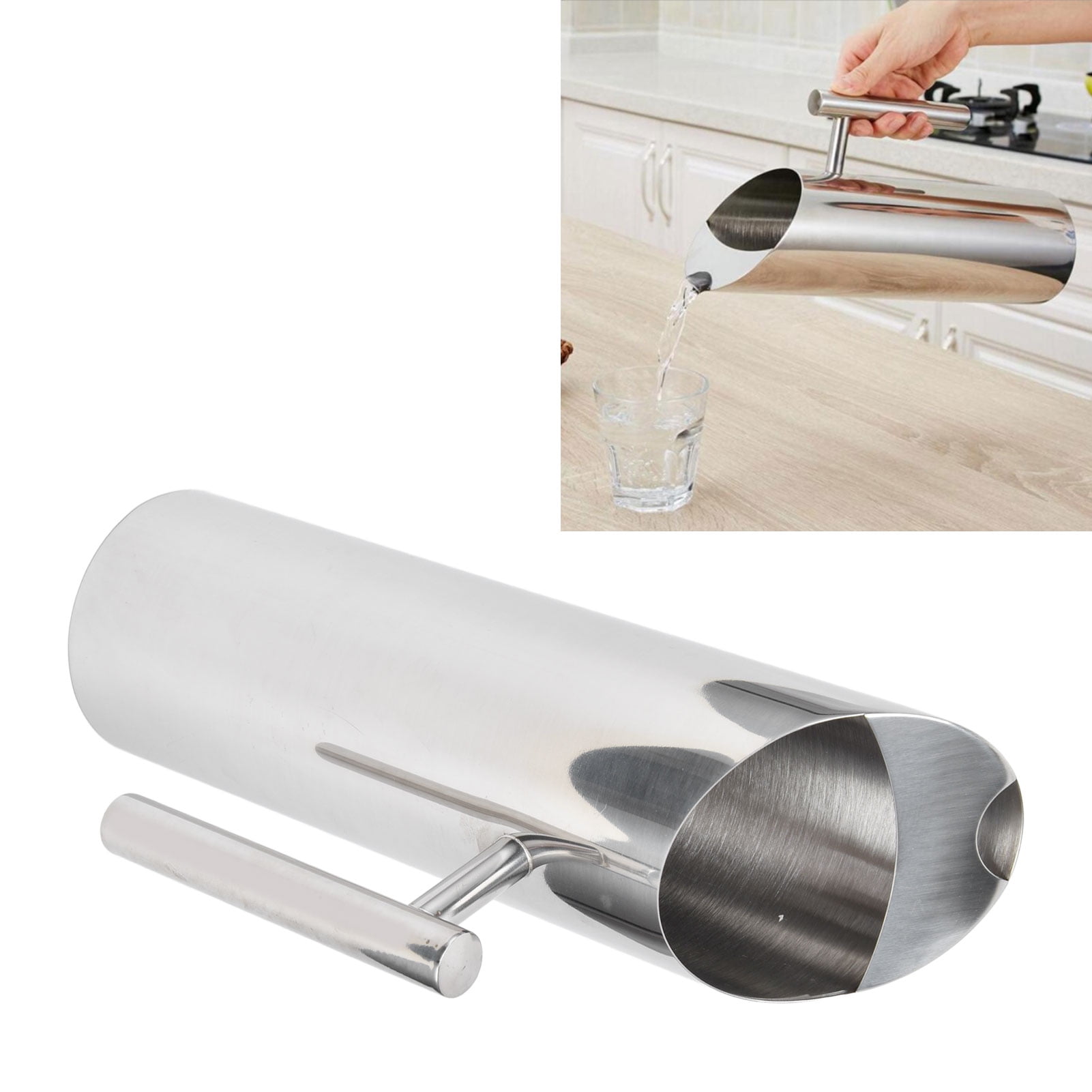 Stainless Steel Pitcher, Large Capacity Water Pitcher Ergonomic Handle For Water For Tea For Coffee 2L