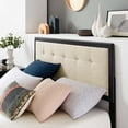 thumbnail image 4 of Platform Bed Frame, Queen Size, Fabric, Wood, Black Beige, Modern Contemporary Urban Design, Bedroom Master Guest Suite, 4 of 10