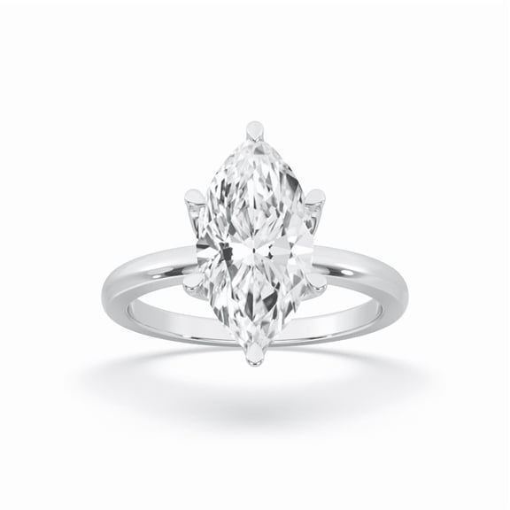 Solitaire 1.5 Ct Marquise Cut Moissanite Ring for Women 14K White Gold Plated Sterling Silver