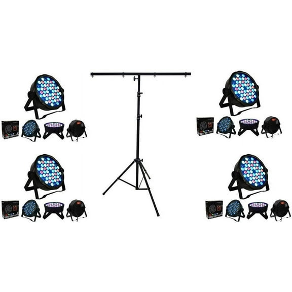 MR DJ LS100 Stand & 4 MEGA354 Slim Disco DJ Party Club Stage Show Lighting Flat Par Wash Lighting