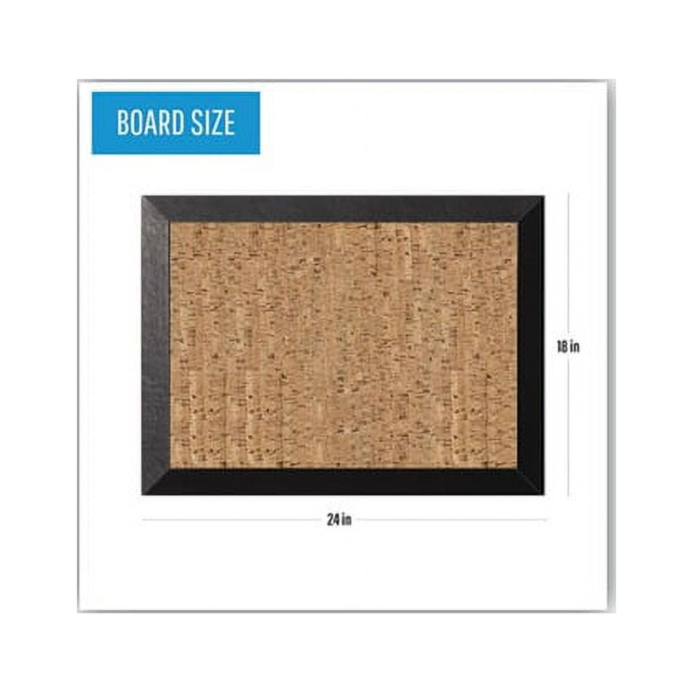 Natural Cork Bulletin Board 24x18, Cork/Black