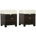 thumbnail image 1 of Outsunny 2 PCS Patio Wicker Ottoman Set, Two Square Outdoor PE Rattan Footrest with Removable Cushion, Freely Combined Furniture w/ Handle for Backyard, Garden, Poolside, Beige, 1 of 10