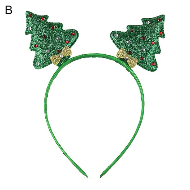 Diadema navideña de plástico antideformación de alta elasticidad, decoración de aro para la cabeza en forma de árbol de Navidad para niños