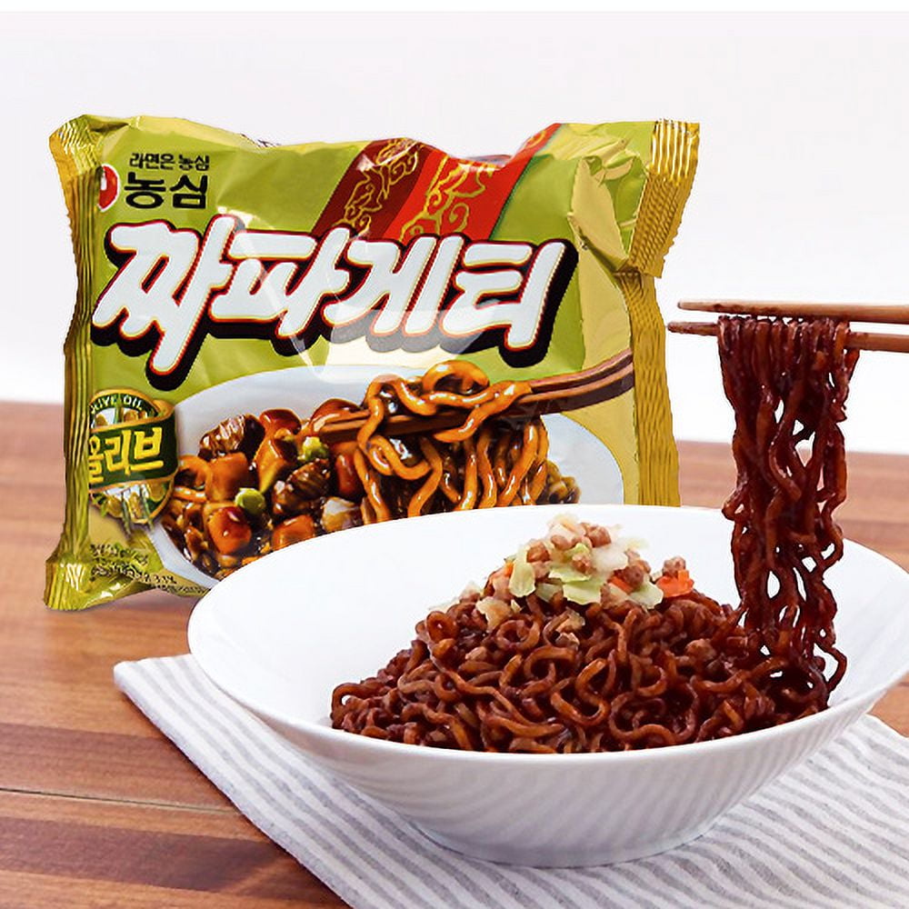 Nongshim CHAPAGETTI: Chewy Korean Ramen Noodles in Black Bean Sauce (8 Pack)