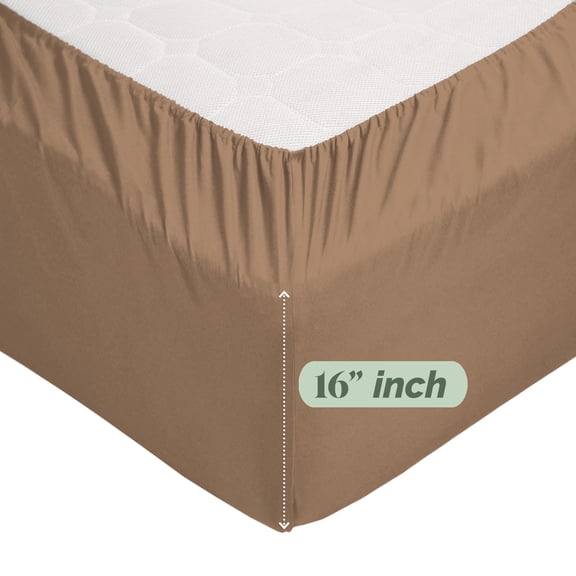Elegant Comfort 1500 Series Twin Fitted Sheet, Deep Pocket Cooling Microfiber Bed Sheet, Taupe