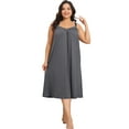 thumbnail image 3 of DARING DIVA Women's Plus Size V Neck Sleeveless Spaghetti Strap Nightgown 2X Grey, 3 of 5