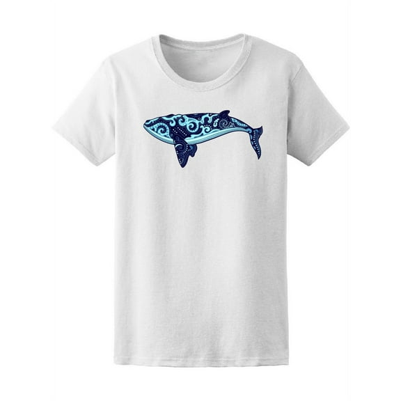 Blue Whale Tribal Mandala T-Shirt Women -Image by Shutterstock, Female XX-Large