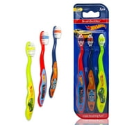 Hot Wheels Kids Soft Bristle Manual Toothbrush Value Set - Friendly Designed Grip for Boys Girls