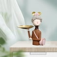 thumbnail image 4 of Chic Cartoon Girl Statue Sculpture Figurine Artware Keys Storage Holder Ornaments for Coffee Table Entry Tabletop Display Porch Decor - Brown, 4 of 7