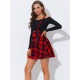 thumbnail image 3 of INSPIRE CHIC Faldas Con Tirantes De Cintura Alta Para Mujer Con Cordones Y Minifalda Con Tirantes Cuadros Rojos S, 3 of 5