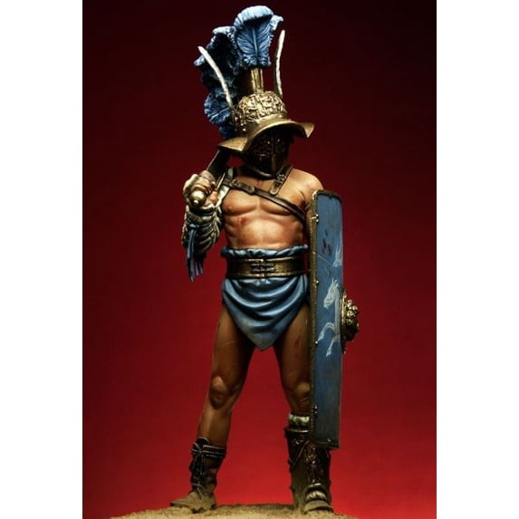 Pegaso Models 75mm Roman Gladiator Mirmillone White Metal Figure Kit #75-072