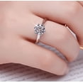 thumbnail image 4 of Solitaire Moissanite Six-Prong Sterling Silver Engagement Ring -  Size 7.5, 4 of 5