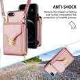 thumbnail image 3 of Allytech Case for iPhone 7 / 8 / SE 2022 & 2020, [Large Capacity] Wallet Case with Card Slots & Zipper Pocket, Premium PU Leather Metal Snap Kickstand Shockproof Case with Shoulder Strap, Rosegold, 3 of 6
