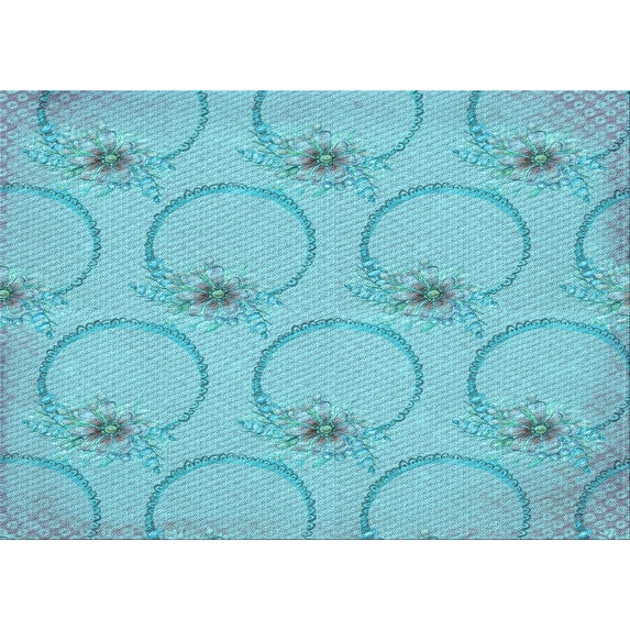 Ahgly Company Indoor Rectangle Patterned Macaw Blue Green Area Rugs, 8' x 12'