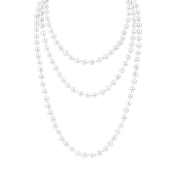 WORGEOUS Tinksky 1.5m Fashion Faux Pearls Collar Collar de perlas largas para mujeres Fiesta de disfraces (blanco)