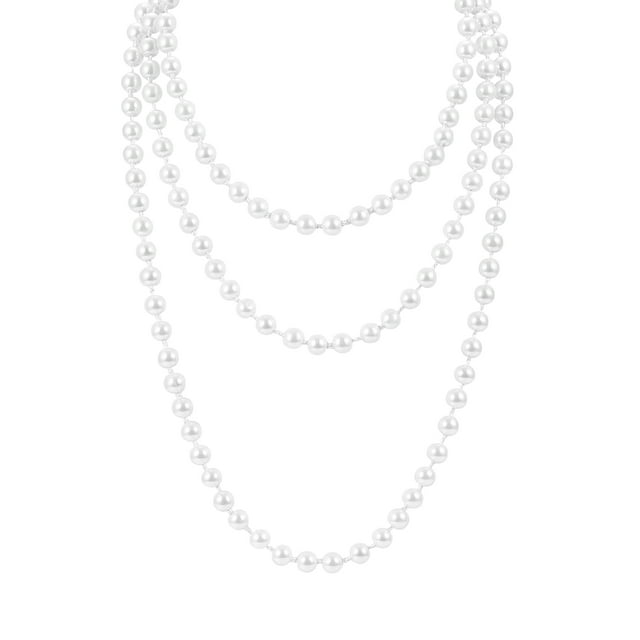 WORGEOUS Tinksky 1.5m Fashion Faux Pearls Collar Collar de perlas largas para mujeres Fiesta de disfraces (blanco)