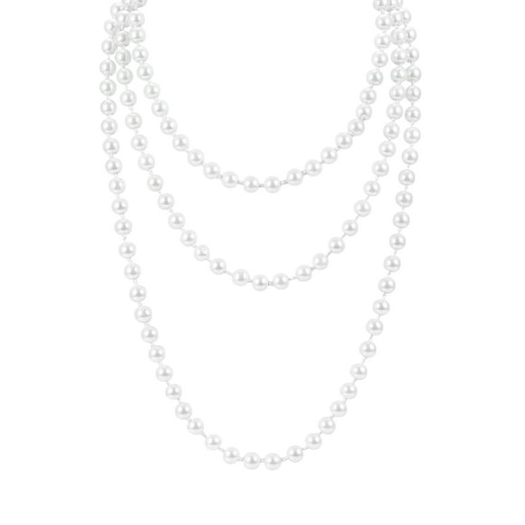 TINKSKY 1.5M Fashion Faux Pearls Necklace Long Pearl Necklace for Women Costume Party (White)