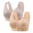 thumbnail image 1 of Diufon 2 Pack Wide Strap Bra for Women Everyday Front Closure Wireless Full Coverage Bras Soft Breathable Bra, 1 of 6