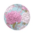 thumbnail image 2 of 15.4" Round Placemat Set of 1 Polyester Fabric Place Mats Non-Slip Dining Kitchen Table Mats for Kitchen Party Decor Pink Peony Pattern, 2 of 5