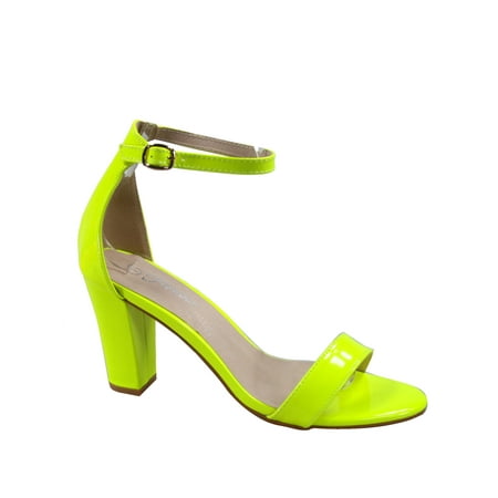

Rise-7 Women s Open Toe Ankle Strap Buckle Chunky High Heels Sandals Shoes ( Yellow 6.5 )