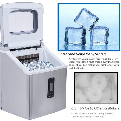 Huntermoon Sentern Portable Electric Clear Ice Maker Machine Stainless Steel 48 Lbs Per Day Walmart Walmart 